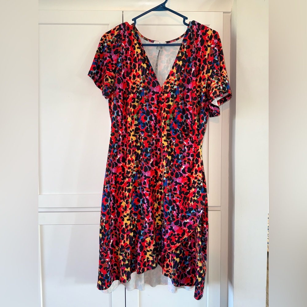 VENUS Colorful leopard print dress Large